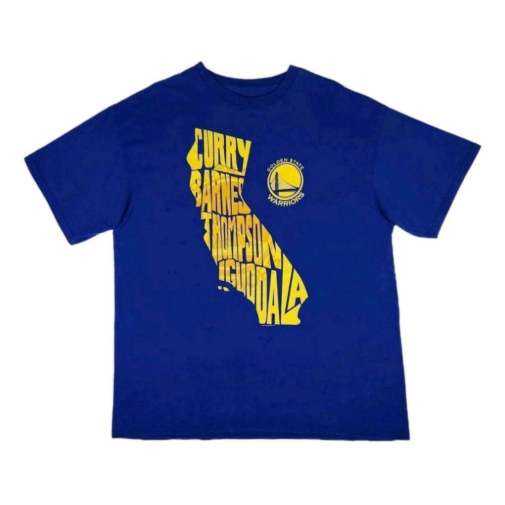Golden State Warriors Shirt XL Blue Retro Majestic NBA Basketball Sportswear Tee